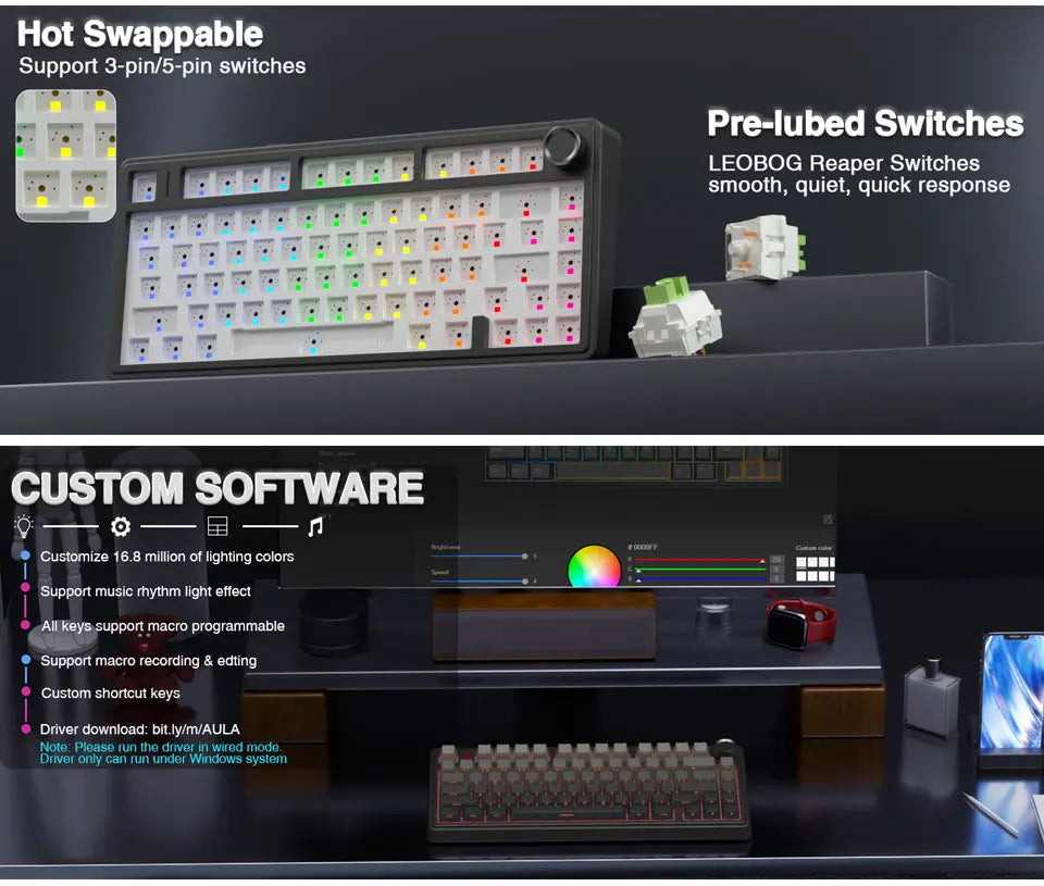 AULA F75 Wireless Mechanical Keyboard