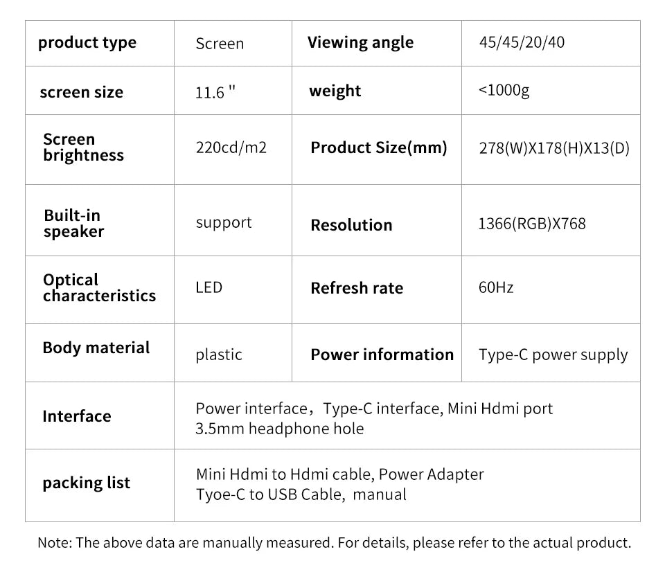 11.6 Inch Portable Monitor