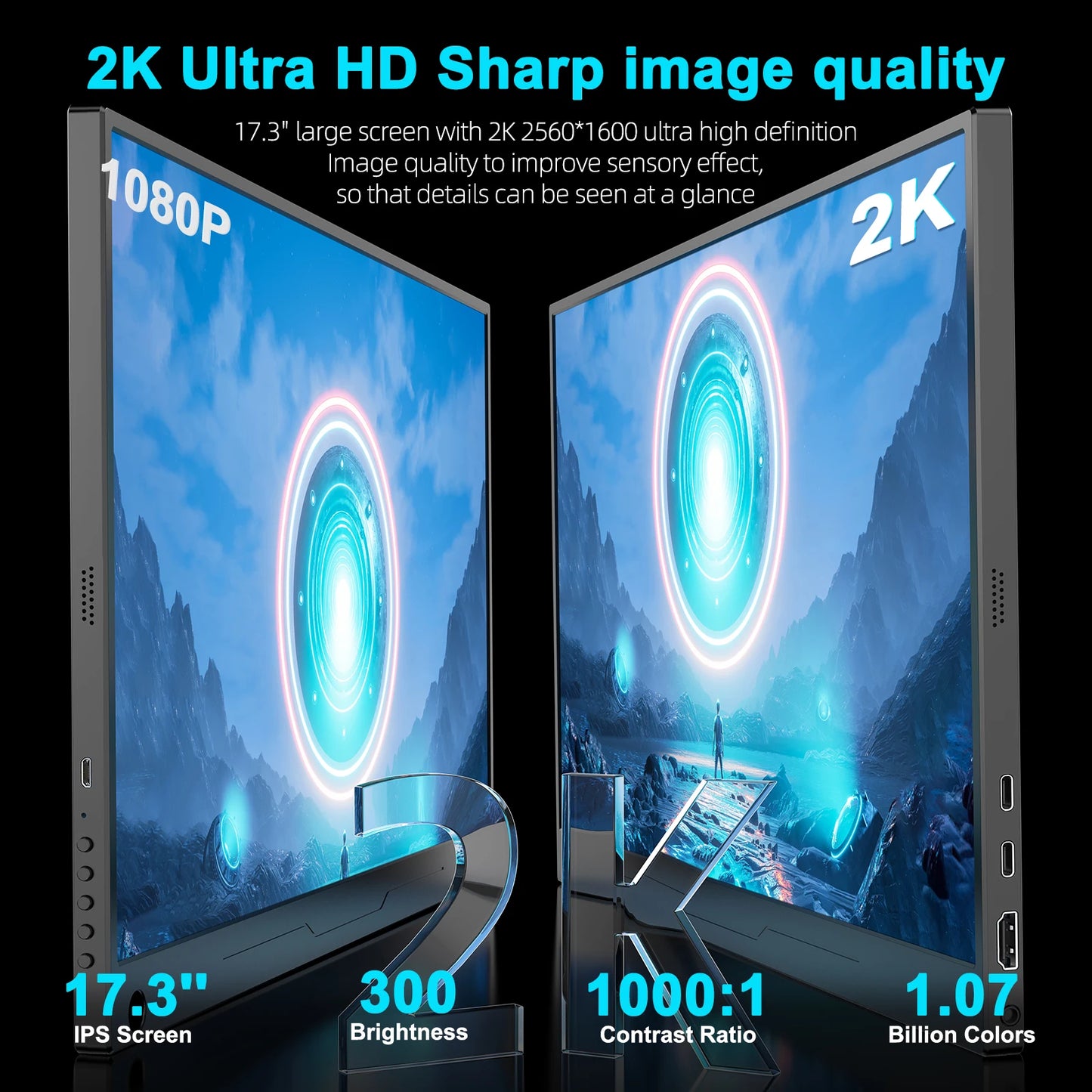 UPERFECT 17.3 Inch 2K 144Hz Portable Monitor