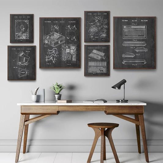Computer Blueprint Posters