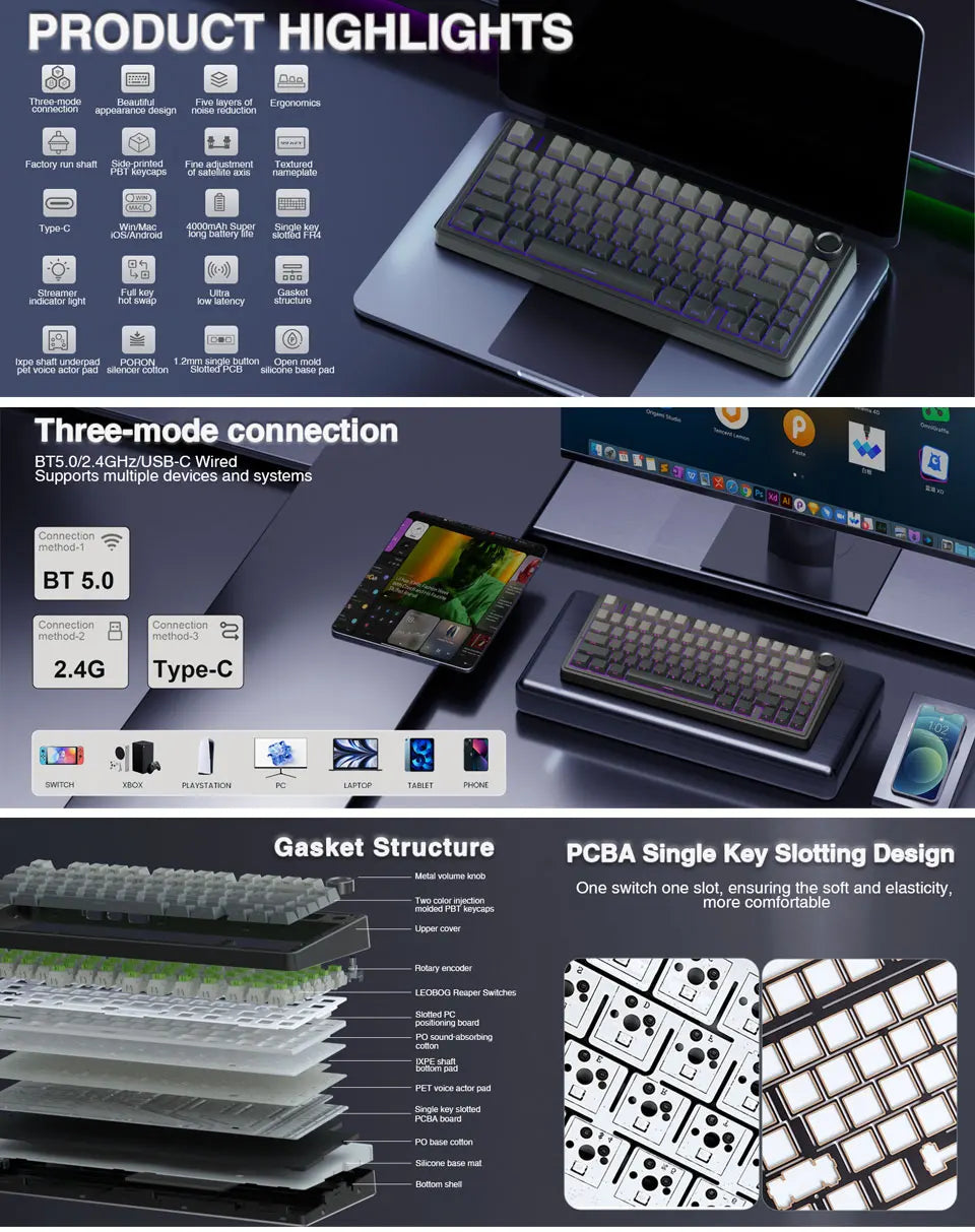 AULA F75 Wireless Mechanical Keyboard