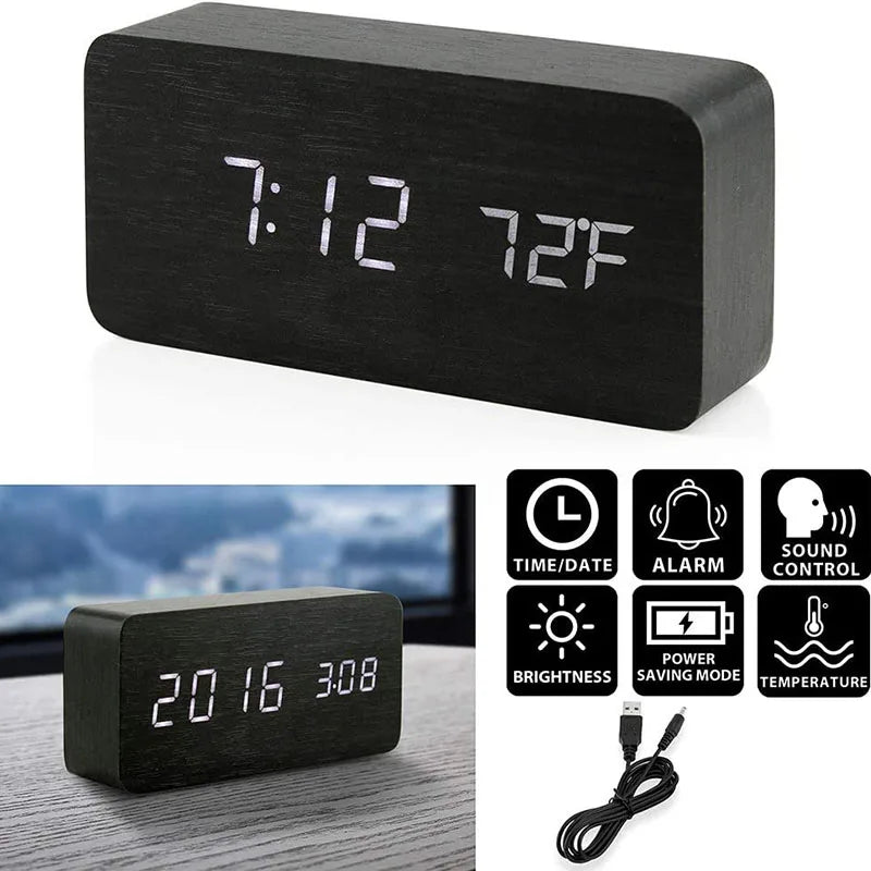 Wooden Digital Alarm Clock